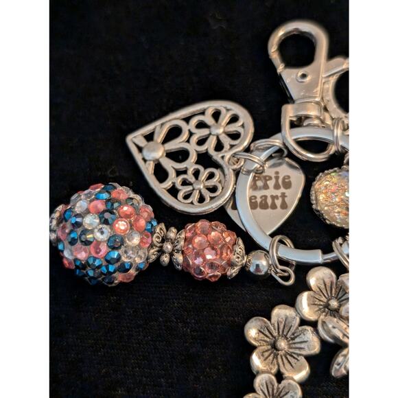 Hippie Heart Multi-Charm Silver Tone Keychain - Picture 3 of 5